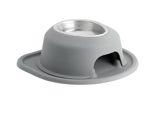 Single High Pet Feeding System - Raised Dog/Cat Bowl - 4" High Stand Dark Grey (SH1604DGDG)