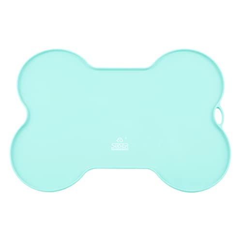Dog Food Mat Dog Bowl Mat for Food and Water Silicone Non Spill Cat Feeding Mat Puppy Placemat Waterproof - 20.5" x 14.5", Light Green