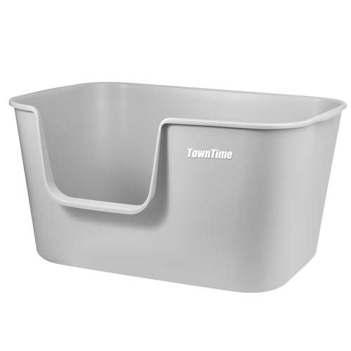Extra Large Kitty Litter Box with High Sides, Anti-Splashing, Tool-Free Assembly, Multi Cat, Jumbo (Grey) 24.60" L x 16.92" W x 12.99" H