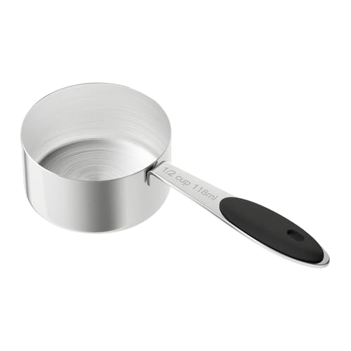 1PCS 1/2 Cup Dog Cat Food Scoop, Stainless Steel Scooper for Feeding Pet