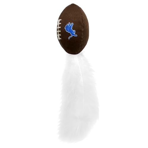 Best Plush CAT Toy - NFL Detroit Lions Complete Set of 3 piece Cat Toys Filled with Fresh Catnip. Includes: 1 Helmet Cat Toy, 1 Football Cat Toy with Feathers & 1 Beer Bottle. Beautiful Team Logos - view 3