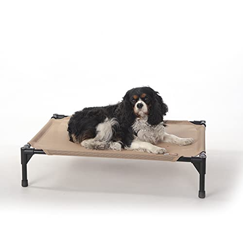 K&H Outdoor Elevated Dog Bed for Small & Medium Pets, Tan, Medium 32x25in