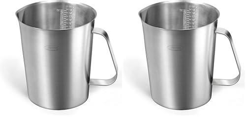 Measuring Cup, [Upgraded, 3 Measurement Scales, Including Cup Scale, ML Scale, Ounce Scale], Newness Stainless Steel Measuring Cup with Marking with Handle, 64 Ounces (2.0 Liter, 8 Cup) (Pack of 2)