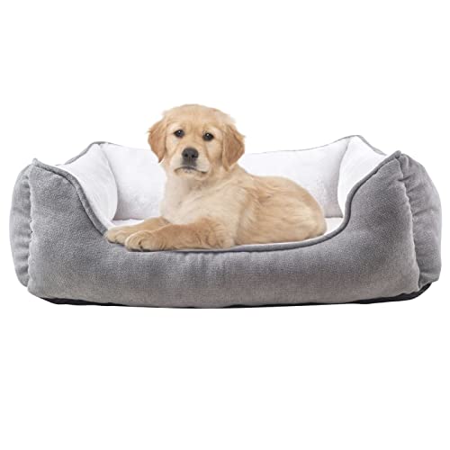Rectangle bolster Pet Bed, Dog bed medium size, Gray With, 25x21x8 Inch (Pack of 1) (HCT-REC-005)