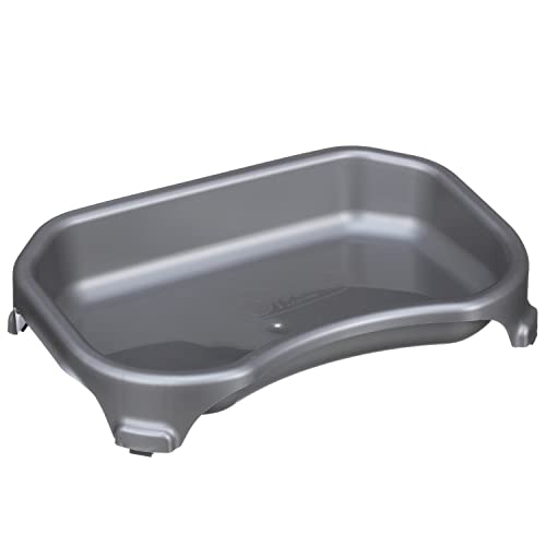 Large Capacity Cat Bowls, Water Bowl for Cats, Reptiles, Chickens, Birds, & Small Animals, Cat Food Bowl (6 Cups), Indoor or Outdoor Water Trough & Feeder, Gunmetal Grey