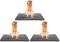 Washable Dog Bed Mat Ultra Soft Dog Crate Pad Comfy Fluffy Pet Kennel Beds Sleeping Mattress for Large Jumbo Medium Small Dogs Grey (Pack of 3)