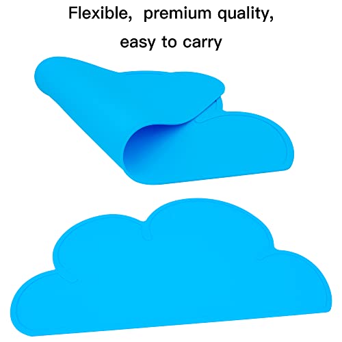 Pet Food Mats–Dog Cat Feeding Mat Top Grade Cloud Silicone Pad Anti-Slip Waterproof Anti-Slip Bowl Placemat (Light Blue) - view 4