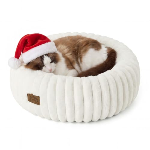 Cat Beds Washable Calming Donut Small Dog & Puppy Bed, 23in Cream