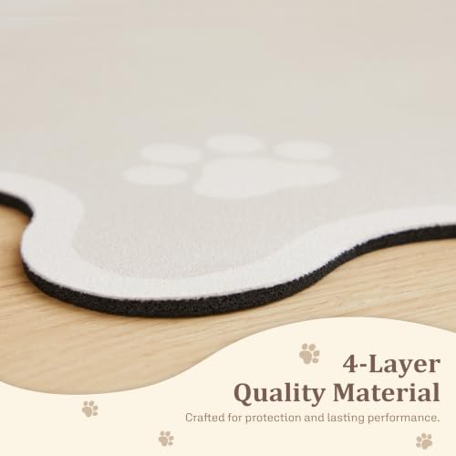 Scalloped Dog Feeding Mat, Absorbent Bowl Placemat, Beige - view 6