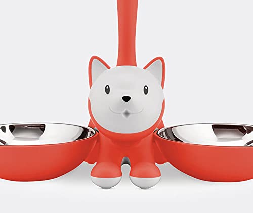 AMMI09 RO Tigrito Cat bowl in thermoplastic resin, Red Orange and 18/10 stainless steel. - view 5