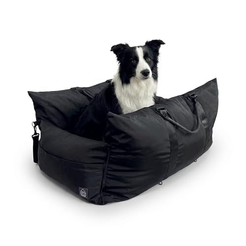 Marco Travel Pet Bed (Black, Double Seater 20.5" x 35.5") - Washable Cover