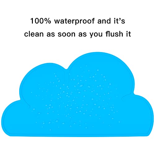 Pet Food Mats–Dog Cat Feeding Mat Top Grade Cloud Silicone Pad Anti-Slip Waterproof Anti-Slip Bowl Placemat (Light Blue) - view 3