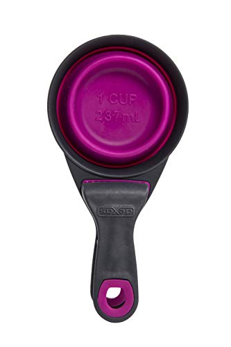 Popware for Pets Collapsible Klip Scoop, 3-in-1 Pet Food Scoop, Measuring Cup and Bag Clip, 1 Cup Capacity, Fuchsia - view 6