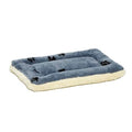 XXS QuietTime Reversible Paw Print Pet Bed, Soft Faux Fur & Fleece 18-Inch Crate Mat for Small Dogs & Cats, Machine Washable, Blue and Cream