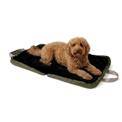 Gus Travel Bed - Medium (29.5″ x 39.5″), Army - Portable Foldable Dog Bed