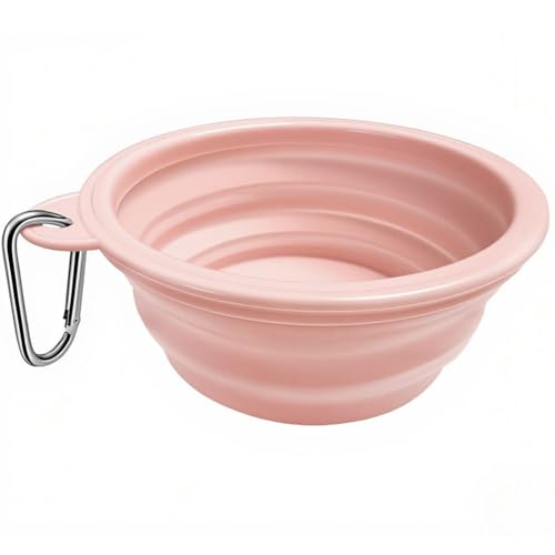 Portable Silicone Collapsible Dog Bowls, 2 Pack Dog Bowl Travel Collapsible Bowls Water Feeding Travel Bowl Cup Dish for Pet Dogs and Cats - with 2 Pack Carabiners