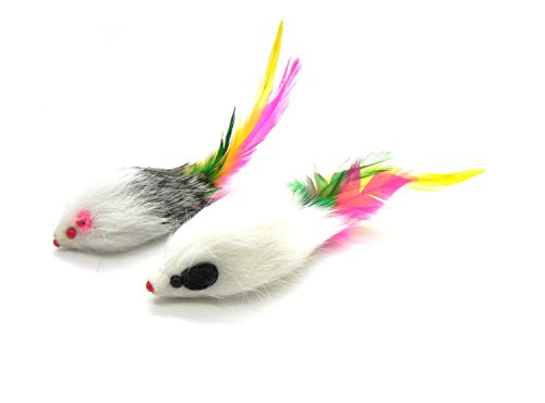 2 Inch Real Rabbit Fur Feathertail Cat Toy (2, Feathertail) - view 2