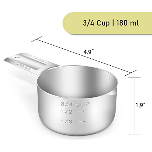 1PCS 3/4CUP(180ml, 6oz) Measuring Cup, 18/8 Stainless Steel Measure Scoop - view 2