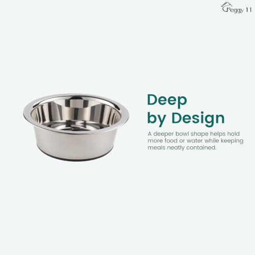 Deep Stainless Steel Dog Bowls, 3 US Cup Each, 2-Pack - view 3