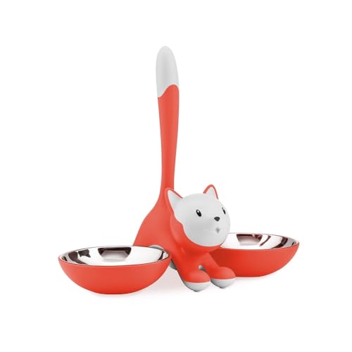AMMI09 RO Tigrito Cat bowl in thermoplastic resin, Red Orange and 18/10 stainless steel. - view 6