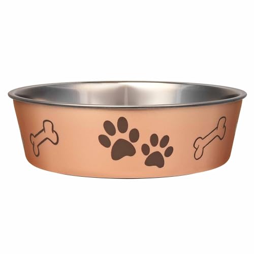 Bella Dog Bowls- Stainless Steel Dog & Cat Bowls - Spill Proof Dog Food Bowl, Cat Bowl, Puppy Essentials & Pet Supplies Great for Home & Travel (X-Large 65-100lbs, Champagne)