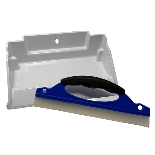 Mess Ranger | Patented Wet/Dry Cleanup Tool with Ramp & Reservoir | Captures 12oz of Liquid Spills & Pet Messes | Squeegee & Dustpan Set for Kitchen or Shop | Replace Paper Towels (White)