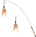 Cat Feather Wand Interactive Toy, 2 Feathers + 1 Wand with Bell