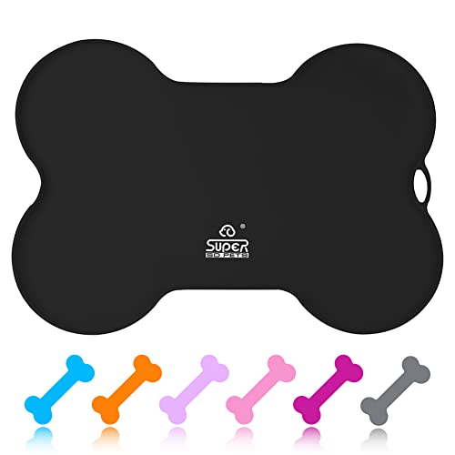 Dog Food Mat Bowl Mat for Floors Waterproof Silicone Cat Dog Feeding Mat for Food and Water Pet Placemat Non Spill Puppy Dish Tray Non Slip Bone Shaped Small Medium Large Pet Accessories