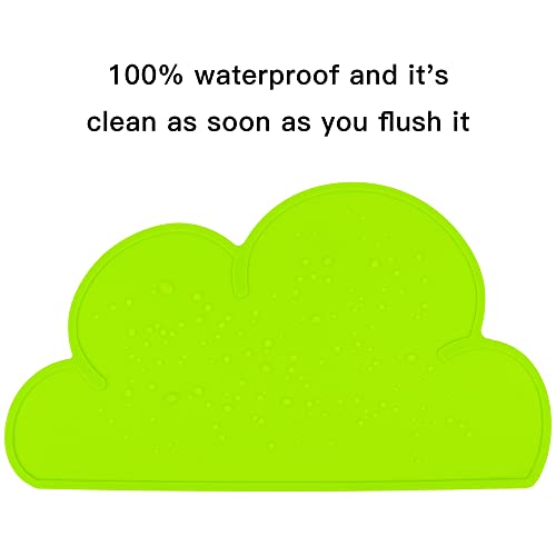 Pet Food Mats–Dog Cat Feeding Mat Top Grade Cloud Silicone Pad Anti-Slip Waterproof Anti-Slip Bowl Placemat (Grass Green) - view 3