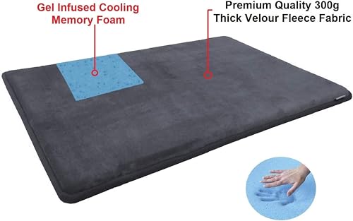 Luxury Extra Large Gel-Infused Memory Foam Dog Bed Mat Pillow Topper, Fit XL 48"X30" Crate, Waterproof Non Slip Bottom, Grey - view 3