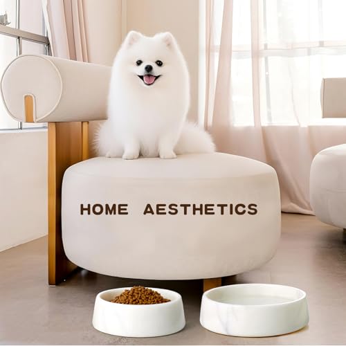White Marble Dog Bowl, Non-Slip Dog Food Water Bowl, Small Weighted Stone Dish, Natural Marble Heavy Pet Bowl, Easy to Clean, Gifts for Cat Lovers, Perfect Cat Dog Gifts, Holds 4 Cups(5 lbs) - view 2
