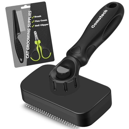 3PCS Cat Grooming Supplies,Cat Brush & Nail Clipper/Trimmer & Flea Comb for Shedding Indoor Cats Dogs and Small Animals - Meet All Your Pet's Daily Grooming Needs - All in One Set (Green)