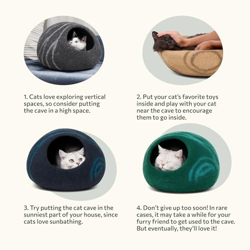 Cat Cave – Natural Wool – Self-Warming Hideaway for Indoor Cats & Kittens - view 6
