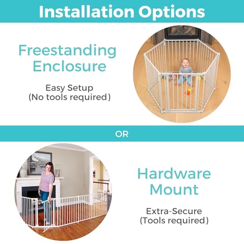 3 In 1 Metal Superyard Baby Play Yard: 6 Panel Playpen, Safety Gate, or Extra Wide Baby Fence - Encloses Up to 10 Square Feet - 30 Inches Tall - Taupe - view 3