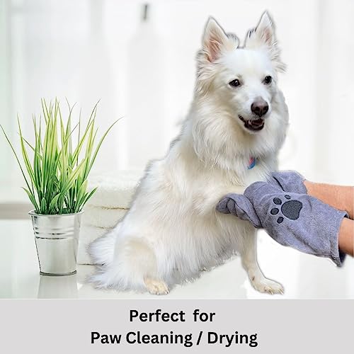 Microfiber Pet Towel Mitts - Paw Cleaning and Drying Mitts/Gloves for Dogs and Cats (Gray, Large - 2 Pack) - view 5