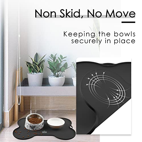 Dog Food Mat Bowl Mat for Floors Waterproof Silicone Cat Dog Feeding Mat for Food and Water Pet Placemat Non Spill Puppy Dish Tray Non Slip Bone Shaped Small Medium Large Pet Accessories - view 4