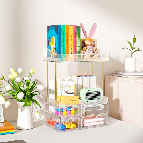 4-Tier Clear Makeup Organizer Bathroom Storage - view 5