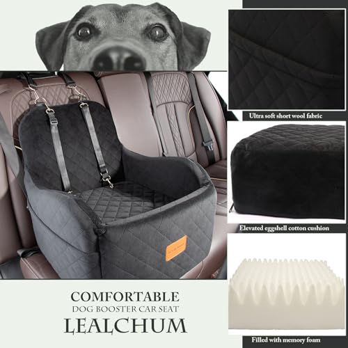 Dog Booster Car Seat for Small/Medium Dogs Up to 35lbs,Elevated Cushion Fits in Front/Back Seat,Fully Detachable and Washable,2 Storage Pockets & Dog Leashes,Easy to Install(Black,Medium) - view 4
