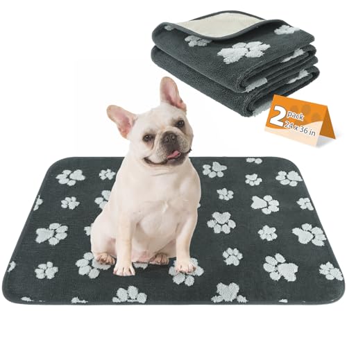 Washable & Waterproof Dog Whelping Pad, Super Absorbent & Soft Warm Plush Puppy Pads Potty Training, Quick Dry Reusable Pet Mats for Whelping Box Supplies,Playpen,Crate,24"*36"