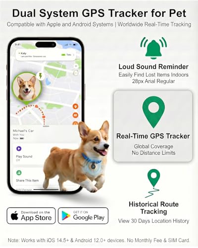 GPS Tracker for Dogs, Smart Dog Tracker with Real-Time Location, for Android and iPhone No Monthly Fee & No SIM Card- Pet Location Tracker with Holder, IP68 Waterproof, Indoor & Outdoor Pet Safety Use - view 2