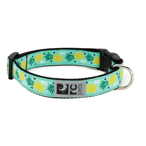 1 Inch Adjustable Dog Clip Collar, Medium, Pineapple Parade
