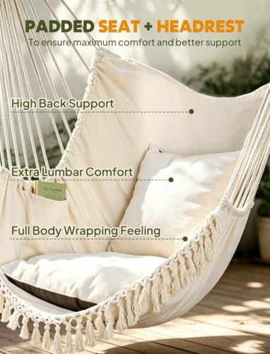 Hammock Chair Max 500 Lbs 2 Cushions Spreader Bar Strap Carabiner - view 5