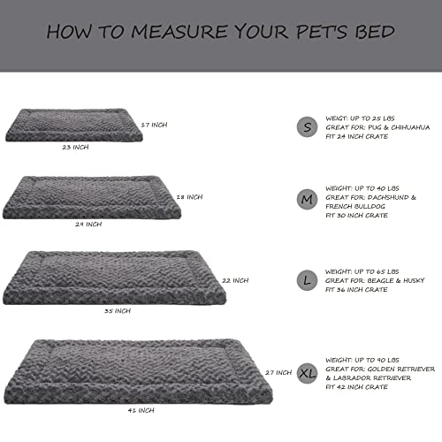Washable Dog Bed Mat Ultra Soft Dog Crate Pad Comfy Fluffy Pet Kennel Beds Sleeping Mattress for Large Jumbo Medium Small Dogs Grey (Pack of 3) - view 6