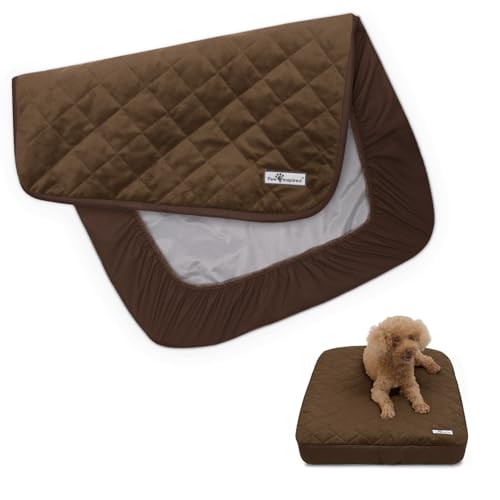 Waterproof Fitted Dog Bed Cover, Dark Brown, 30x20x5 Inch