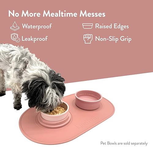 Dog & Cat Food Mat - Waterproof, Food-Grade Silicone Pet Placemat for Feeding & Water Bowls - Raised Edges Protect Floors - Non-Slip Grip - Dishwasher Safe - 19 x 11 Inches, Light Green - view 2