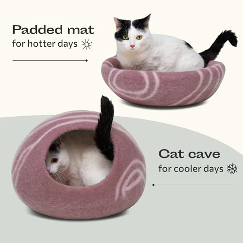 Cat Cave – Natural Wool – Self-Warming Hideaway for Indoor Cats & Kittens - view 4