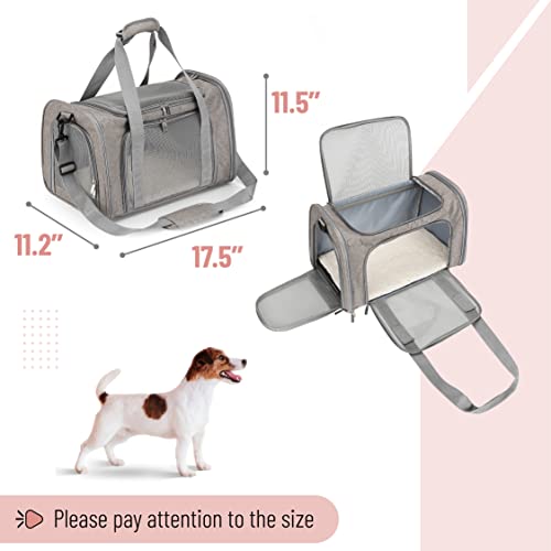 Pet Carrier, 17.5" x 11.2" x 11.5", Medium Size, Gray - view 2