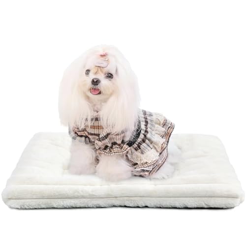 Pet Bed Extra Small 12 x 18 for Crate or Cage Fits Tiny Dogs And Indoor Cats With Rabbit,Washable XS Puppy Crate Bed Comfy Kennel Pad Anti-Slip Doggy Sleeping Mat Cushion for Mini Small Breeds,Cream