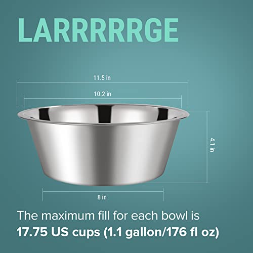 1.1 Gallon Extra Large Stainless Steel Dog Water Bowls, 2 Pack - view 2