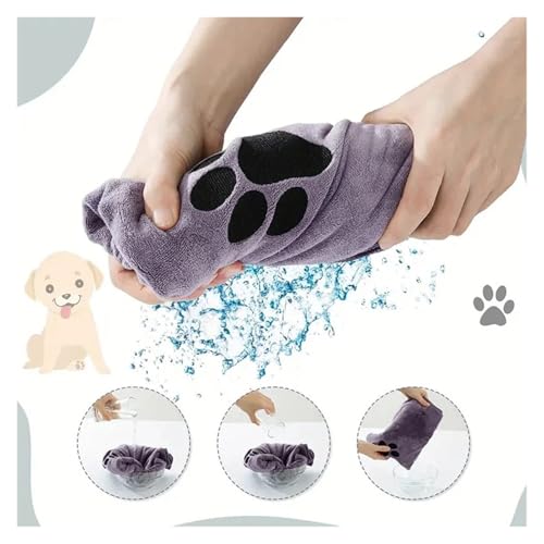 35 * 75cm/50 * 100cm Microfiber Pet Bath Towel Embroidered Super Soft Absorbent Cat for Dogs Blanket Grooming Supplies(Gray,75cm) - view 5